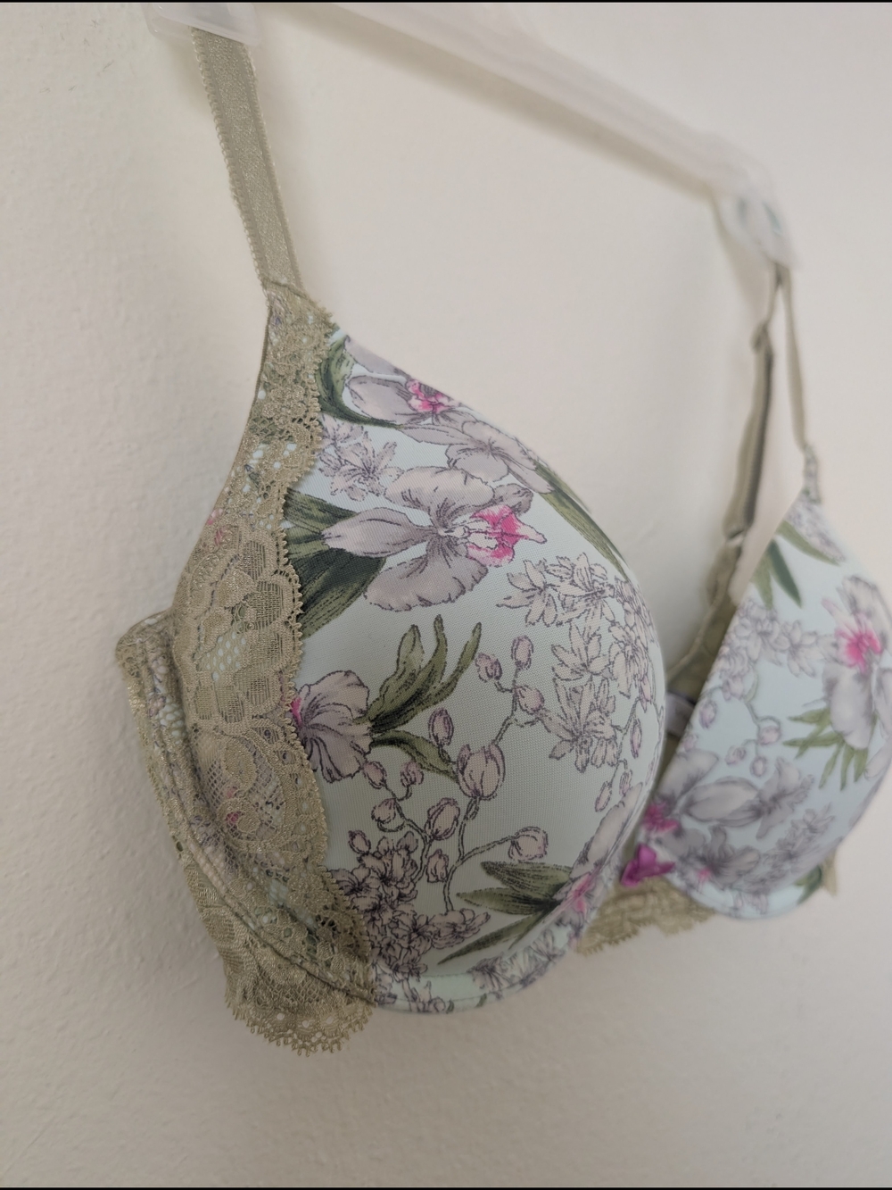 Victoria's Secret Dream Angels Push-Up Bra 34D, Green Pink Floral - Picture 3 of 6
